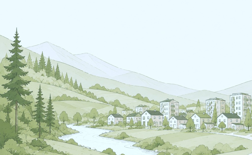 Paysage de ville et nature
